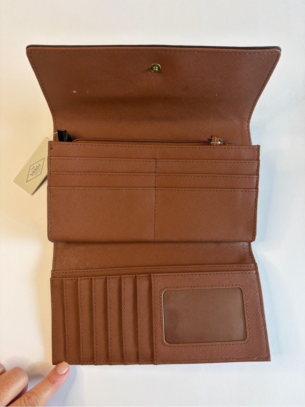 NWT Fossil Brown Leather Trifold Wallet - Picture 3 of 5